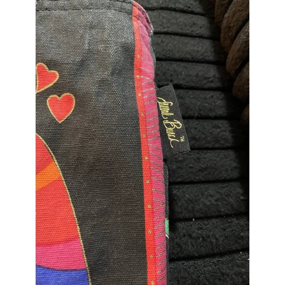 Vintage Laurel Burch Feline Cats with Hearts Colorful Tote Bag Purse 9x10" - Picture 4 of 13